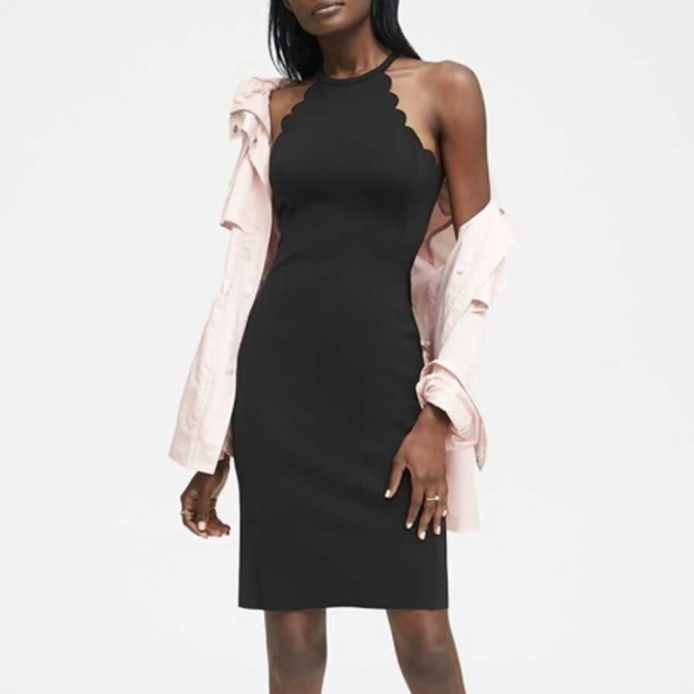 Banana Republic - Scallop Spandex Halter Dress - Size 10